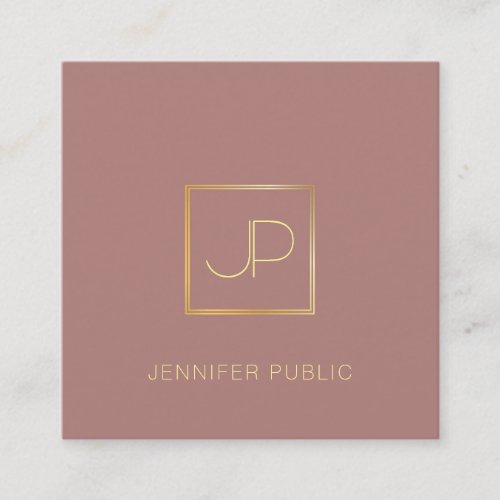 Premium Silk Finish Gold Monogram Template Luxury Square Business Card