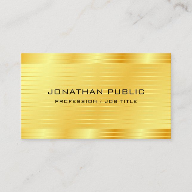 Premium Silk Finish Modern Elegant Gold Look Business Card (Front)