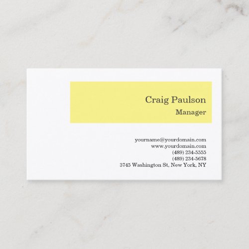 Premium Silk Minimalist Modern Yellow White Business Card