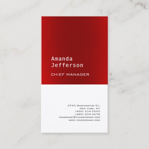 Premium Silk Minimalist Professional Red White Business Card