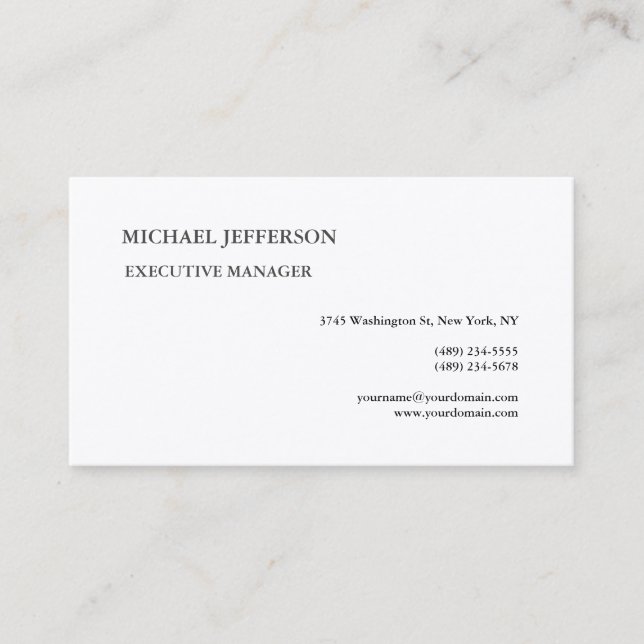 Premium Silk Modern Elegant Simple Black White Business Card (Front)