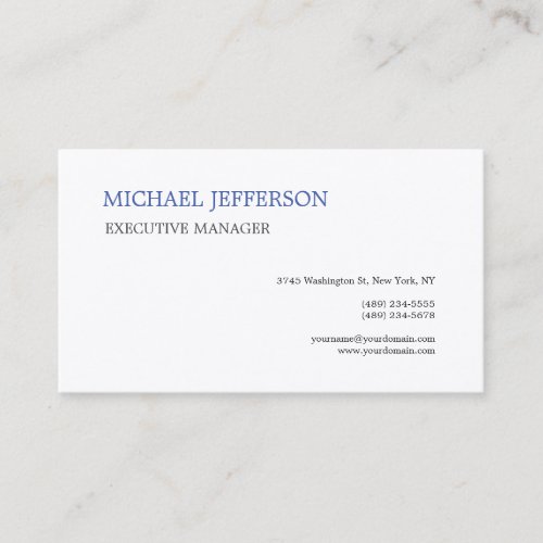 Premium Silk Modern Elegant Simple Blue White Business Card