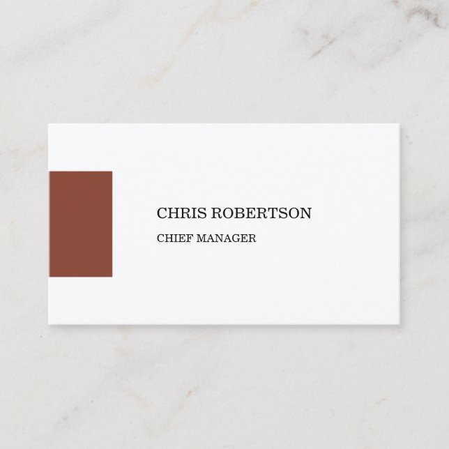 Premium Silk Modern Minimalist Brown White Business Card (Front)