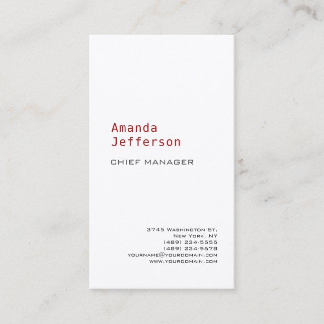 Premium Silk Modern Minimalist Professional Plain Business Card (Front)