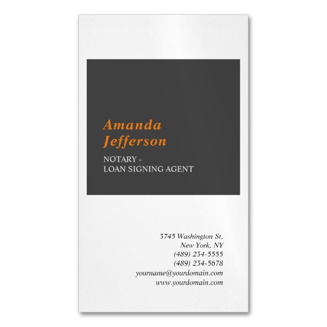 Premium Silk Modern Minimalist Professional Plain Business Card Magnet (Front Vertical)