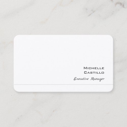 Premium Silk Plain Feminine Minimalist White Business Card