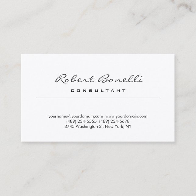 Premium Silk Plain Modern Minimalist Consultant  Business Card (Front)