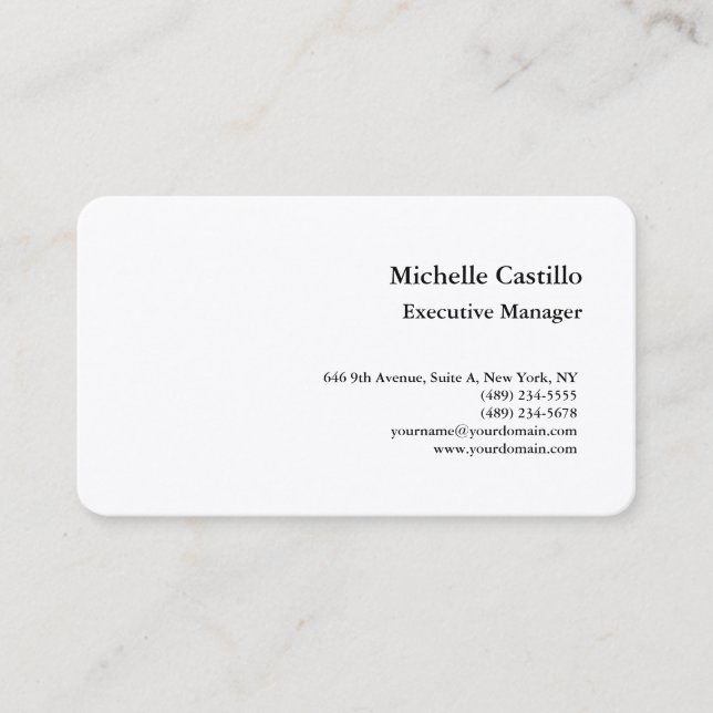Premium Silk Plain Professional Minimalist Business Card (Front)