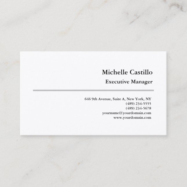 Premium Silk Plain Professional Minimalist Modern Business Card (Front)
