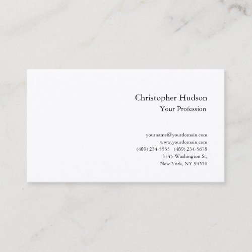 Premium Silk Professional Black White Simple Plain Business Card