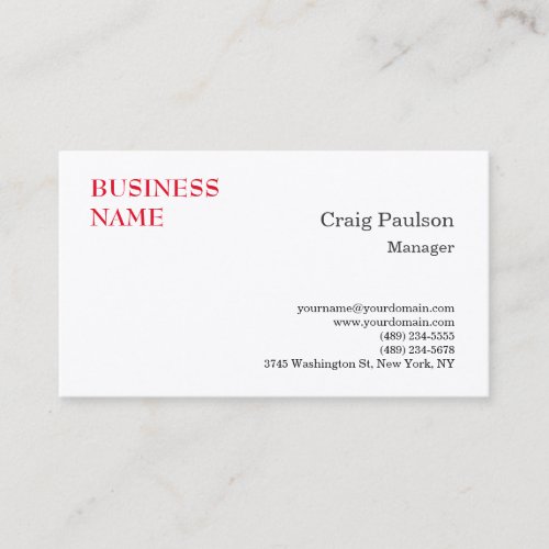 Premium Silk Red White Minimalist Modern  Business Card