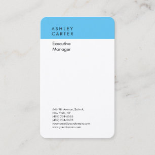 Premium silk sky blue white plain modern business card