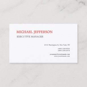 Premium Silk Trend Modern Elegant Simple Red White Business Card
