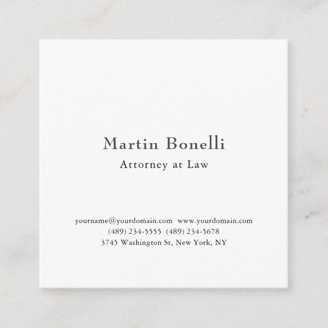 Premium Silk Unique Classical Personalized Custom Square Business Card (Front)