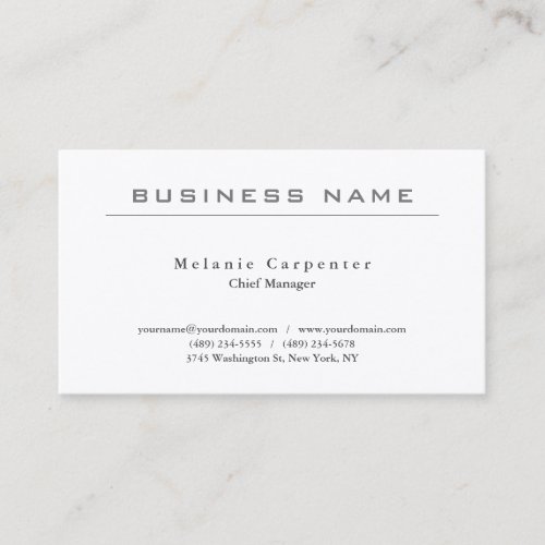 Premium Silk White Minimalist Modern Plain Business Card