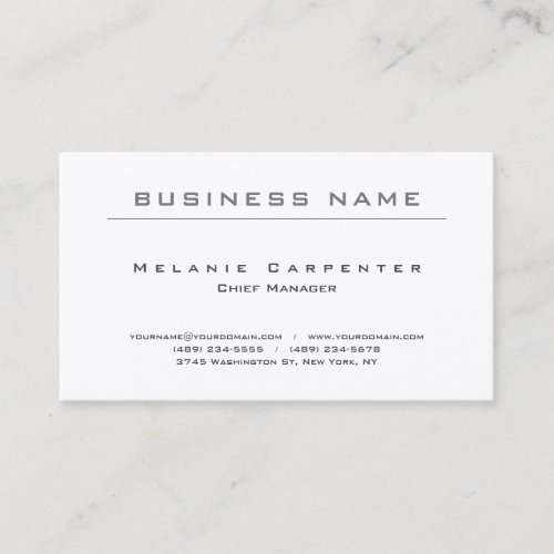 Premium Silk White Minimalist Modern Plain Business Card