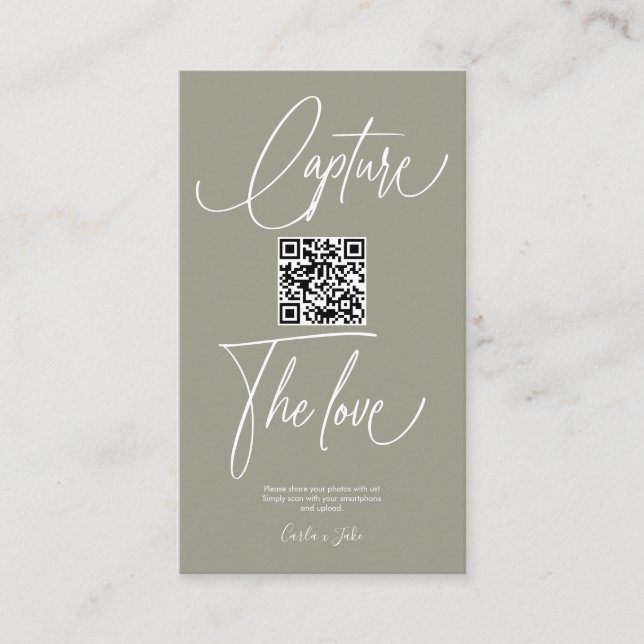Premium Simple Share Wedding Photos With QR Code Enclosure Card (Front)
