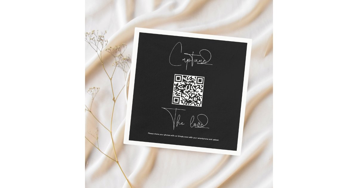 Premium Simple Share Wedding Photos With QR Code Napkins | Zazzle