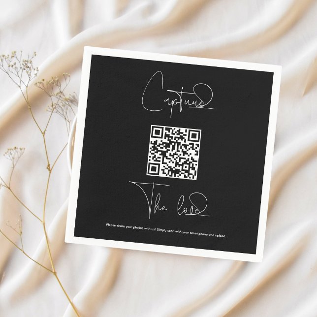 Premium Simple Share Wedding Photos With QR Code Napkins (Creator Uploaded)