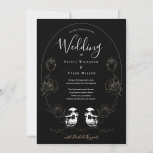 Premium Skull Floral Black Gothic Wedding Invitation