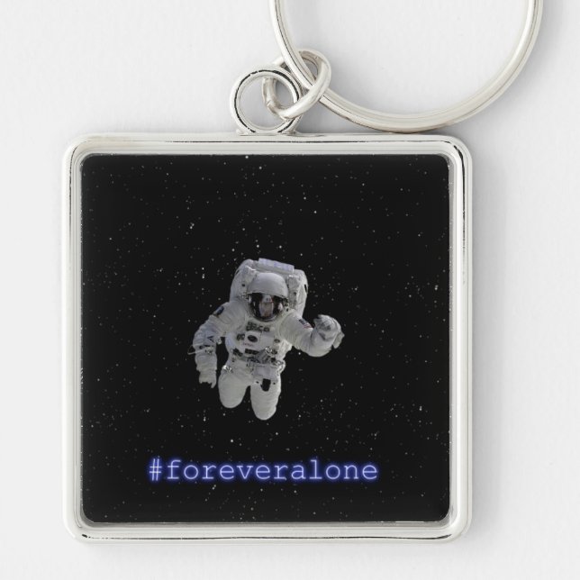 Premium Square Keyboard #foreveralone Keychain (Front)