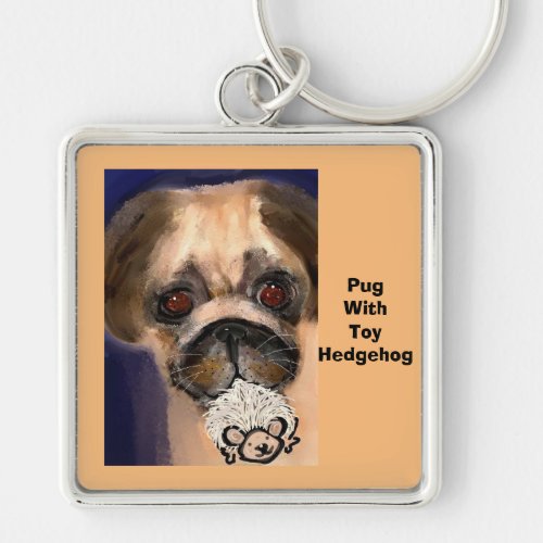 Premium Square Keychain LargePug with toy Keychain