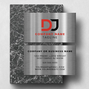 Premium Stainless Steel Look Red And Black Cool DJ Business Card