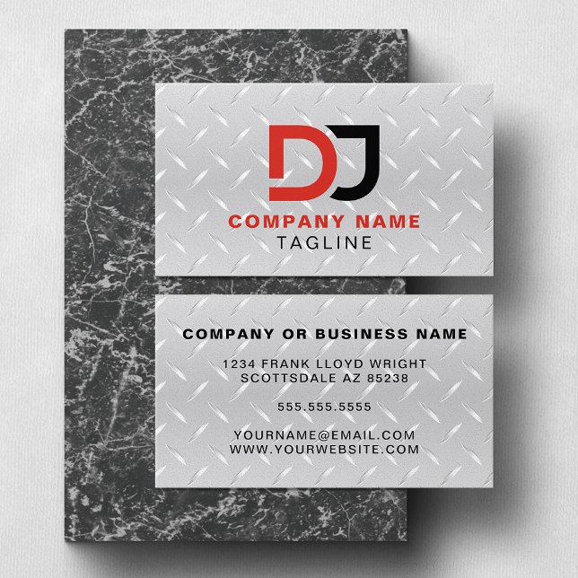 Premium Stainless Steel Look Red And Black Cool DJ Business Card (Creator Uploaded)