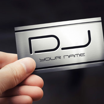 Premium Stainless Steel Metal Look Music Dj Business Card by CardHunter at Zazzle