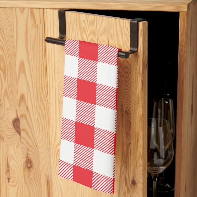 Premium Stylish Red and White Checkered Kitchen Towel (Thirds Fold)