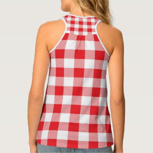 Premium Stylish Red and White Checkered Tank Top