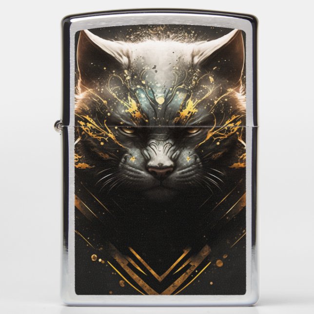 Premium Surreal Cat Art Zippo Lighter (Front)
