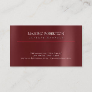 Premium Thick Dark Red Minimalist Plain Modern Business Card