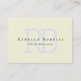 Premium Thick Exclusive Modern Monogram Beige Business Card