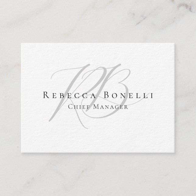 Premium Thick Exclusive Unique Modern Monogram Business Card (Front)