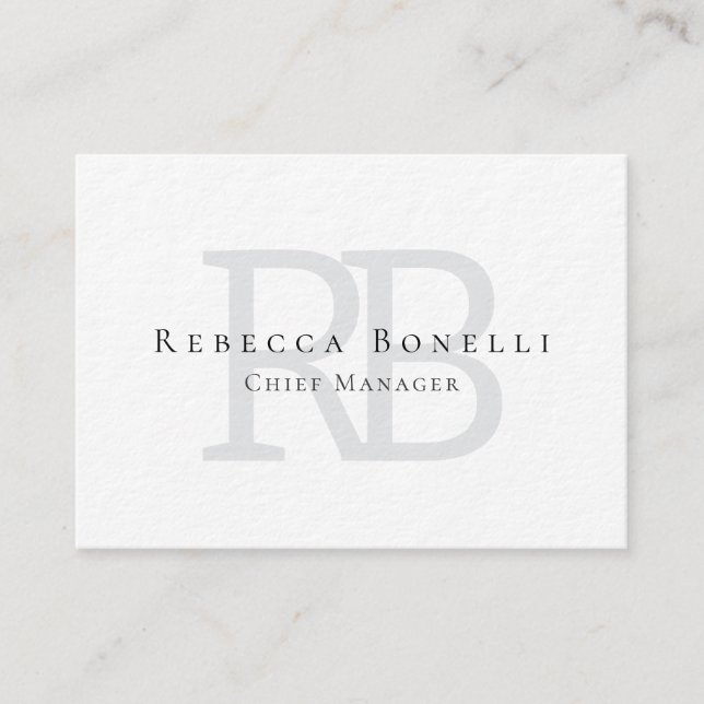 Premium Thick Exclusive Unique Modern Monogram Business Card (Front)