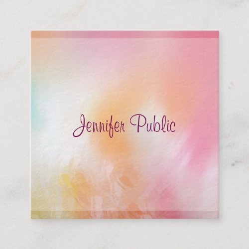 Premium Thick Modern Colorful Abstract Template Square Business Card