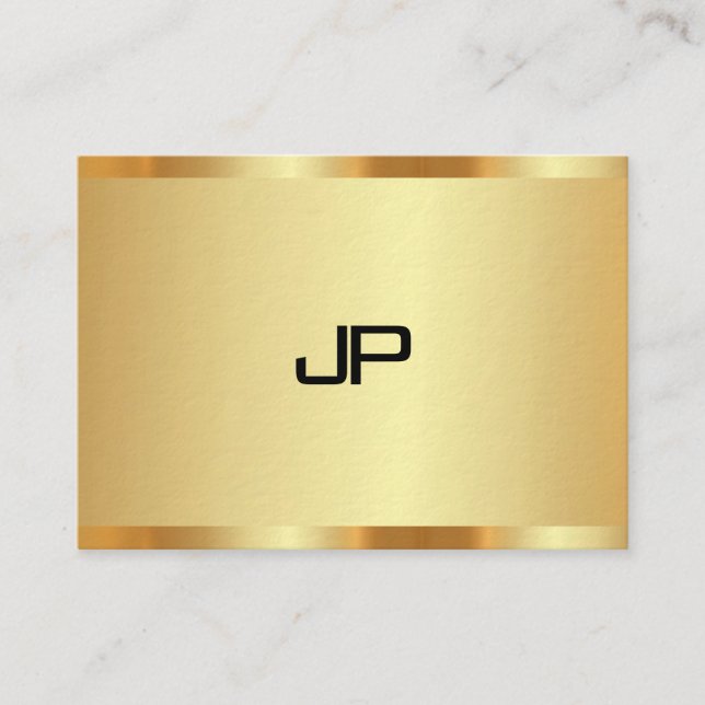 Premium Thick Modern Elegant Faux Gold Monogram Business Card (Front)