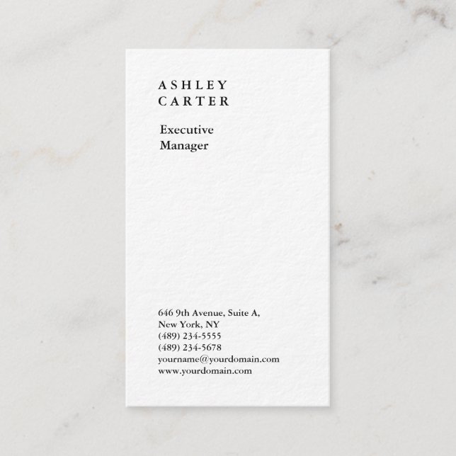 Premium Thick professional elegant plain minimal Business Card (Front)