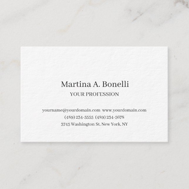 Premium Thick Unique Elegant Plain Simple Special Business Card (Front)