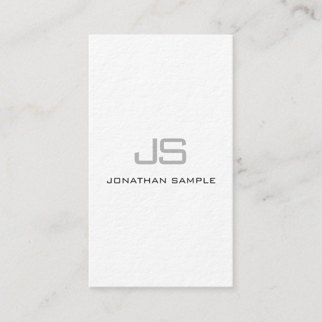 Premium Thick Vertical Modern Template Monogram Business Card (Front)