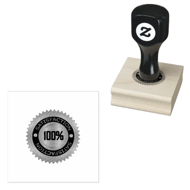 Premium Touch SATISFACTION 100% Plum Color Ink Rubber Stamp (Stamped)