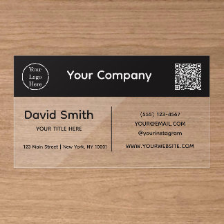 Premium Transparent With QR Code | Modern Clear Business Cards