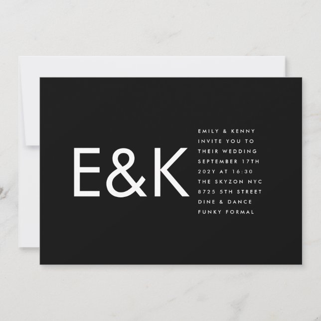 Premium Ultra Bold Big Monogram Minimalist Wedding Invitation (Front)