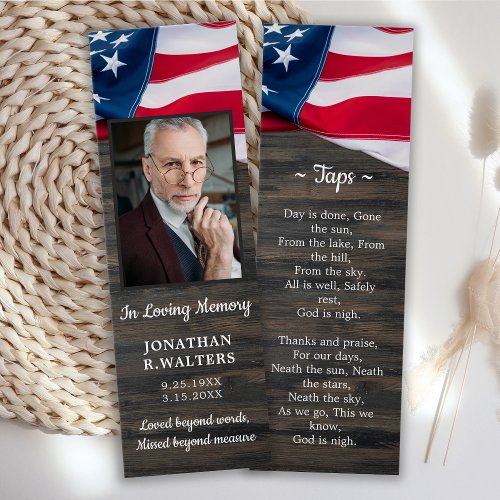 Premium USA Flag Photo Memorial Prayer Bookmark
