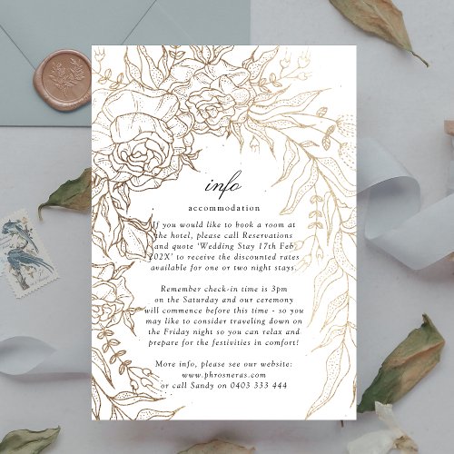 Premium White and Gold Floral Wreath Wedding Enclosure Card