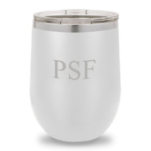 Premium White Block Monogram 12 oz. Wine Tumbler