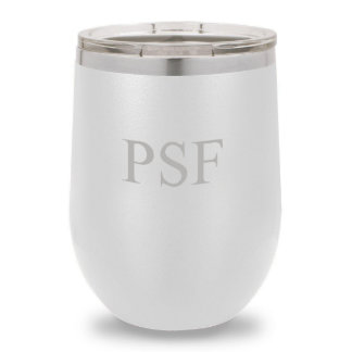 Premium White Block Monogram 12 oz. Wine Tumbler