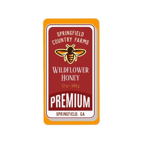 Premium Wildflower Honey Gold Food Product Label