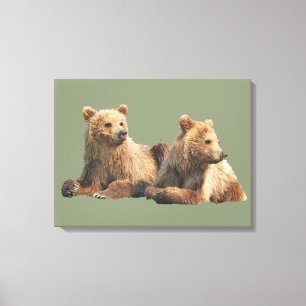 Premium Wrapped Canvas 24x18 of grizzly bears Print